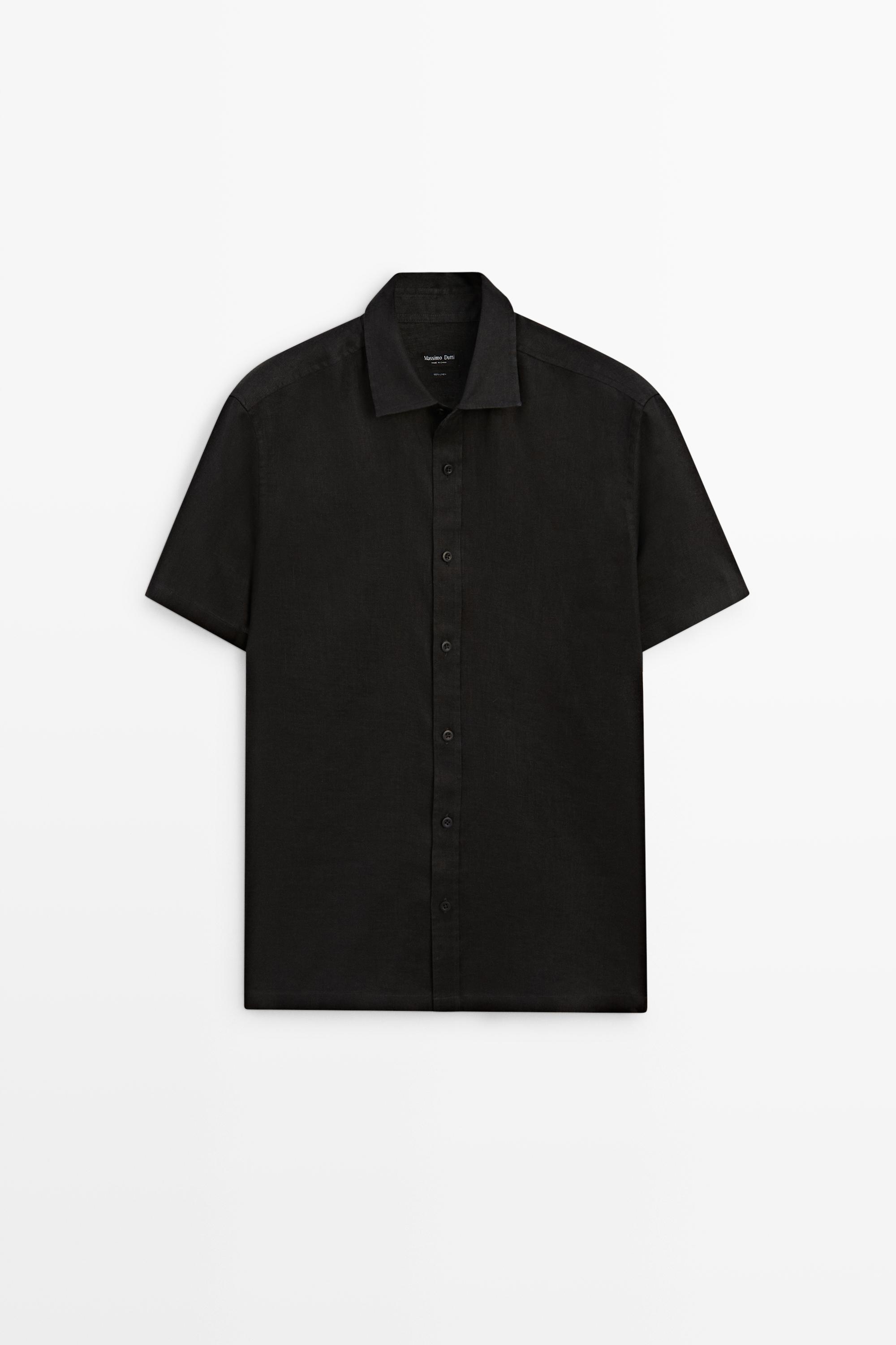Regular fit 100% linen short sleeve shirt